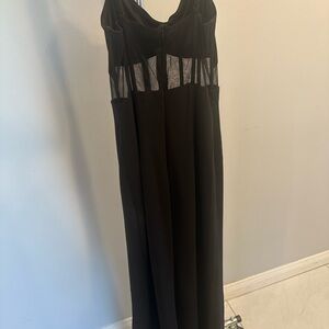 Elegant Black Long dress with Sheer Details